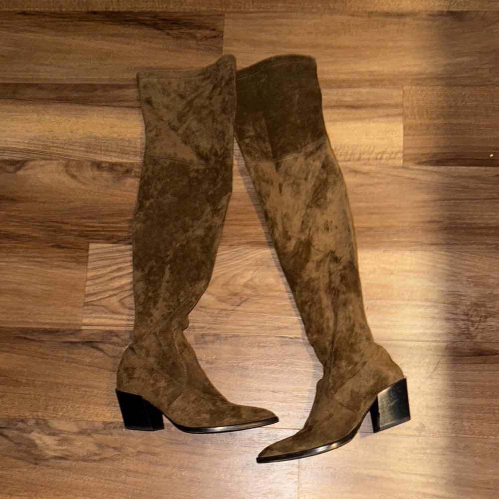 Brown Suede Over-the-Knee Boots